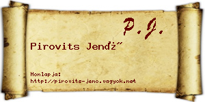 Pirovits Jenő névjegykártya